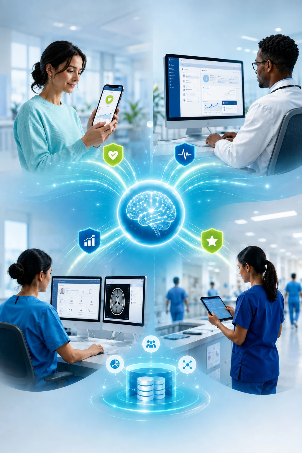 Care teams linked by a central intelligence hub