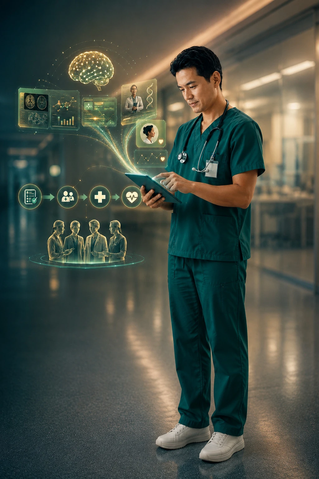 Clinician guiding personalized care on a tablet